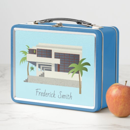 Mid Century Modern Architecture Metal Lunch Box (In situ)