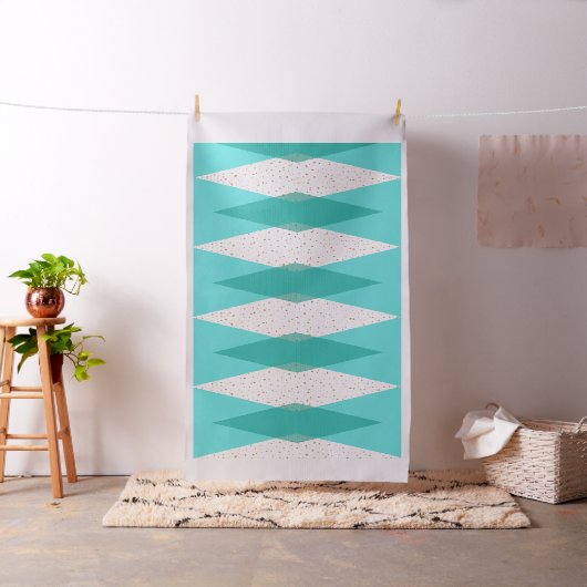 Mid Century Modern Argyle Cotton Fabric Stof (Voorbeeld)