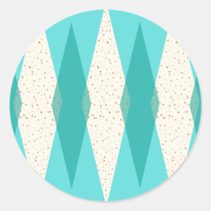 Mid Century Modern Argyle Round Stickers