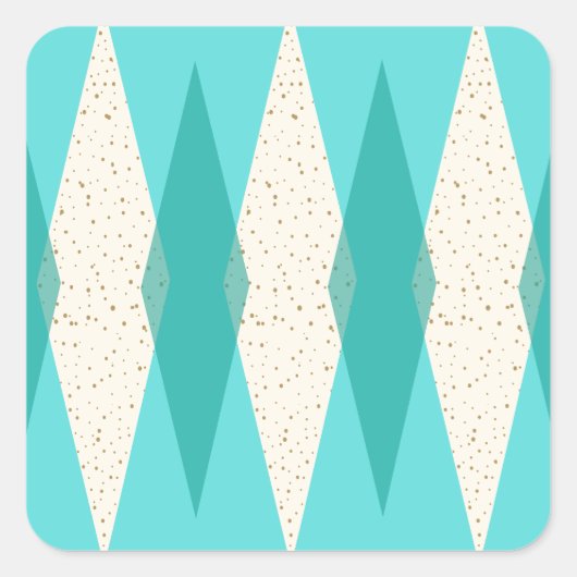 Mid Century Modern Argyle Square Stickers (Voorkant)