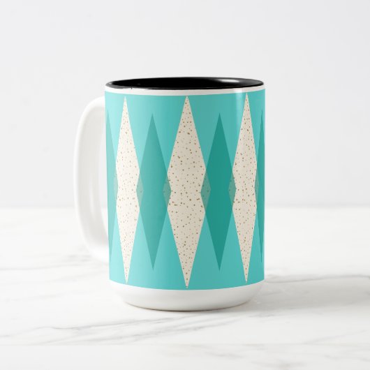 Mid Century Modern Argyle Two Tone Mok (Voorkant links)