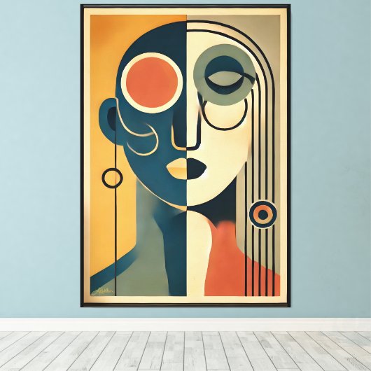 Mid Century Modern Art Abstract non-conforming Canvas Afdruk (Insitu (Houten vloer))
