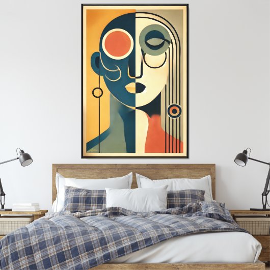 Mid Century Modern Art Abstract non-conforming Canvas Afdruk (Insitu (Slaapkamer))