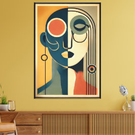 Mid Century Modern Art Abstract non-conforming Canvas Afdruk