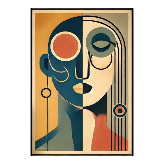 Mid Century Modern Art Abstract non-conforming Foto Afdruk (Voorkant)