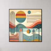 Mid Century Modern Art Beach Sunrise Canvas Afdruk (Voorkant)