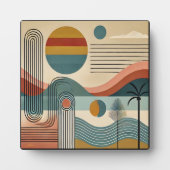 Mid Century Modern Art Beach Sunrise Fotoplaat (Voorkant)