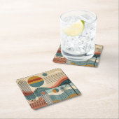 Mid Century Modern Art Beach Sunrise Kartonnen Onderzetters (Insitu)