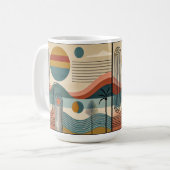 Mid Century Modern Art Beach Sunrise Koffiemok (Voorkant links)