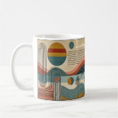 Mid Century Modern Art Beach Sunrise Koffiemok (Links)
