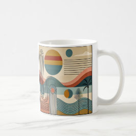 Mid Century Modern Art Beach Sunrise Koffiemok
