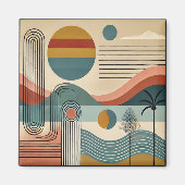 Mid Century Modern Art Beach Sunrise Magneet (Voorkant)
