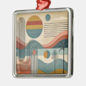 Mid Century Modern Art Beach Sunrise Metalen Ornament (Links)