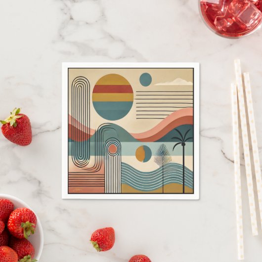 Mid Century Modern Art Beach Sunrise Servet (Insitu)