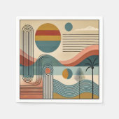 Mid Century Modern Art Beach Sunrise Servet (Voorkant)