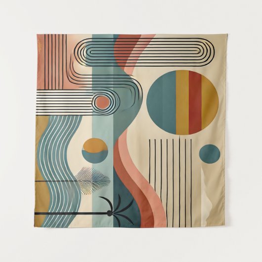 Mid Century Modern Art Beach Sunrise Wandkleed (Voorkant (horizontaal))