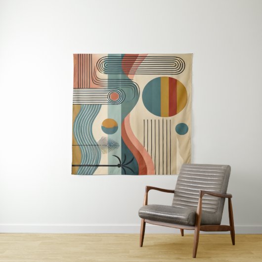 Mid Century Modern Art Beach Sunrise Wandkleed (In Situ (horizontaal))