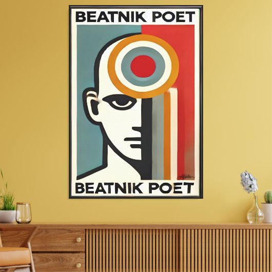 Mid Century Modern Art Beatnik Poet Canvas Afdruk (Insitu (Woonkamer))