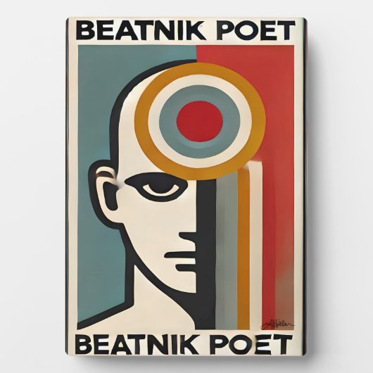 Mid Century Modern Art Beatnik Poet Fotoplaat (voorkant)