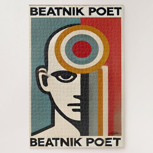 Mid Century Modern Art Beatnik Poet Legpuzzel (Verticaal)