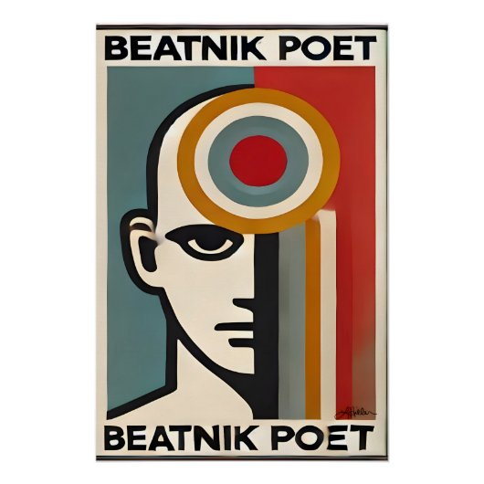 Mid Century Modern Art Beatnik Poet Perfect Poster (Voorkant)