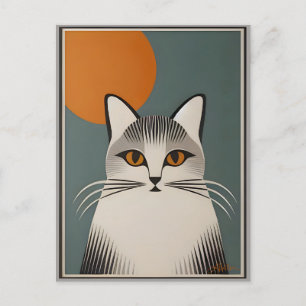 Mid Century Modern Art De grijze kat Briefkaart