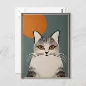 Mid Century Modern Art De grijze kat Briefkaart (Voorkant / Achterkant)