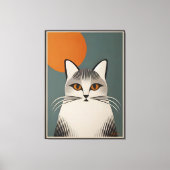 Mid Century Modern Art De grijze kat Canvas Afdruk (Voorkant)