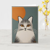 Mid Century Modern Art De grijze kat Kaart (Gele Bloem)