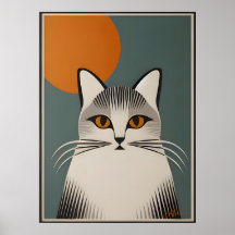 Mid Century Modern Art De grijze kat