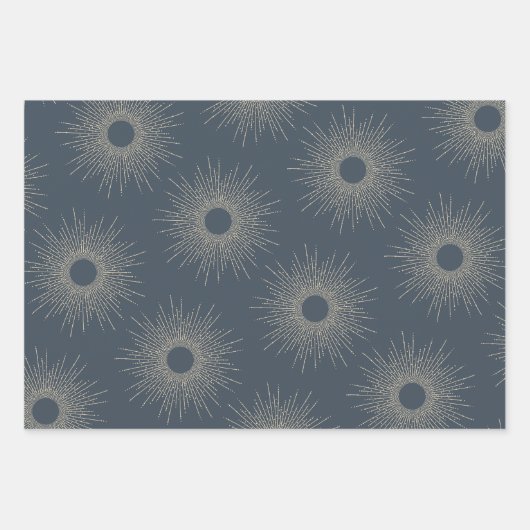 Mid Century Modern Art Deco Shapes Navy and Gold Inpakpapier Vel (Voorkant 2)