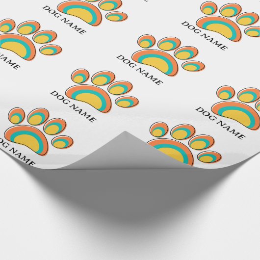 Mid Century Modern Art Dog Paw Print Patroon Cadeaupapier (Hoek)