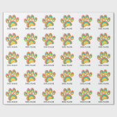 Mid Century Modern Art Dog Paw Print Patroon Cadeaupapier (Vlak)