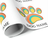 Mid Century Modern Art Dog Paw Print Patroon Cadeaupapier (Rol Hoek)