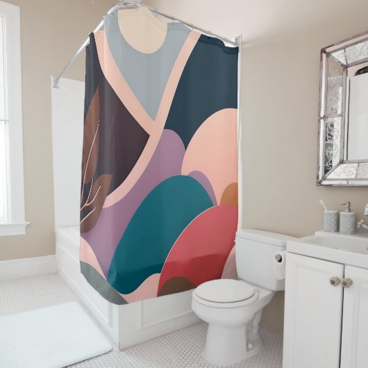 Mid-Century Modern Art Douchegordijn - Verhoog je (In situ)