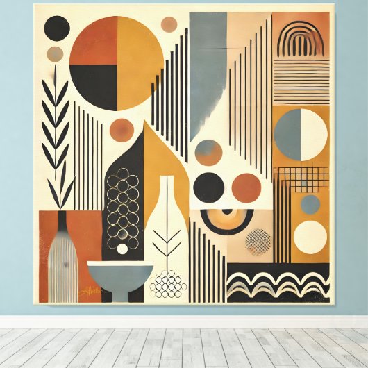 Mid Century Modern Art Herfst Oogst Canvas Afdruk (Insitu (Houten vloer))