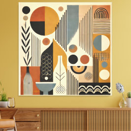 Mid Century Modern Art Herfst Oogst Canvas Afdruk