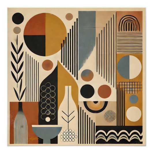 Mid Century Modern Art Herfst Oogst Perfect Poster (Voorkant)