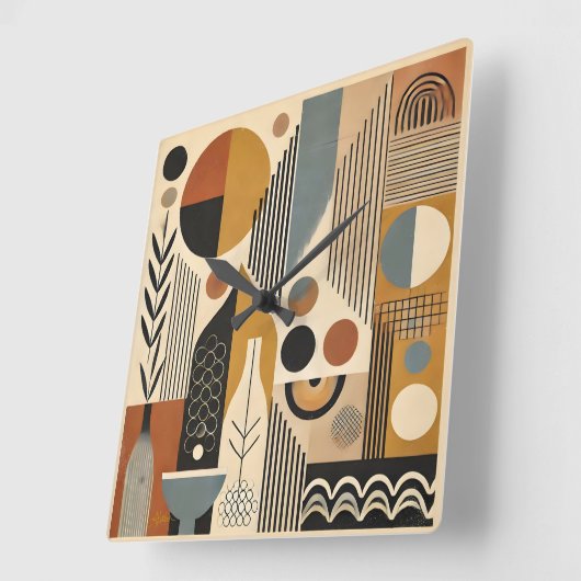 Mid Century Modern Art Herfst Oogst Vierkante Klok (Hoek)