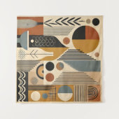 Mid Century Modern Art Herfst Oogst Wandkleed (Voorkant (horizontaal))