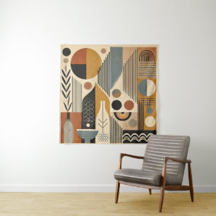 Mid Century Modern Art Herfst Oogst Wandkleed