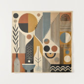 Mid Century Modern Art Herfst Oogst Wandkleed (Voorkant)