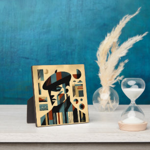 Mid Century Modern Art Man met een baret Fotoplaat