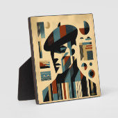 Mid Century Modern Art Man met een baret Fotoplaat (Voorkant)