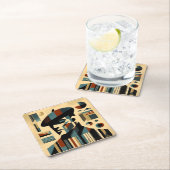 Mid Century Modern Art Man met een baret Kartonnen Onderzetters (Insitu)