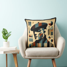Mid Century Modern Art Man met een baret Kussen