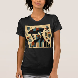 Mid Century Modern Art Man met een baret T-shirt