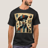 Mid Century Modern Art Man met een baret T-shirt (Voorkant)