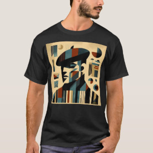 Mid Century Modern Art Man met een baret T-shirt