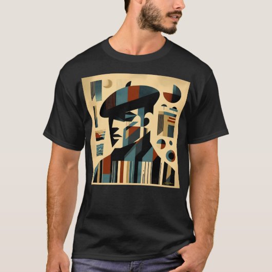 Mid Century Modern Art Man met een baret T-shirt (Voorkant)